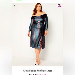 ELOQUII Cross Bodice Rainbow Dress NWT